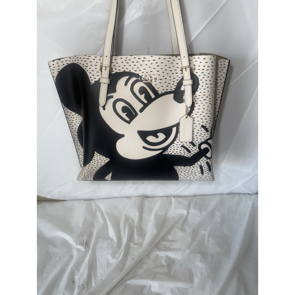 Coach C6978 Mickey Mouse X Keith Haring Mollie Large Leather Shoulder Tote Bag - Picture 2 of 16